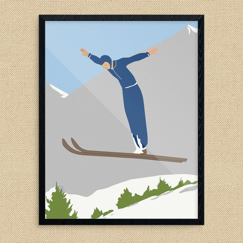 Ski Jumper and Mountain 11 x 14 Print