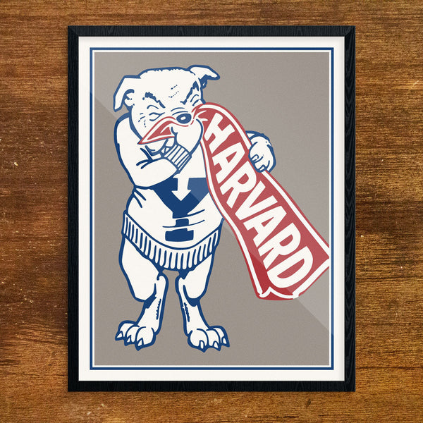 Yale Bulldog & Harvard Flag Print