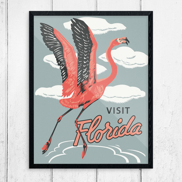 Visit Florida Pink Flamingo Print