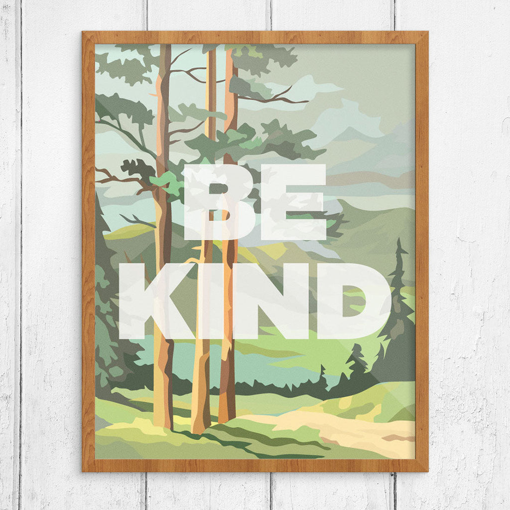 Be Kind Paint By Number Style Forest Scene Print