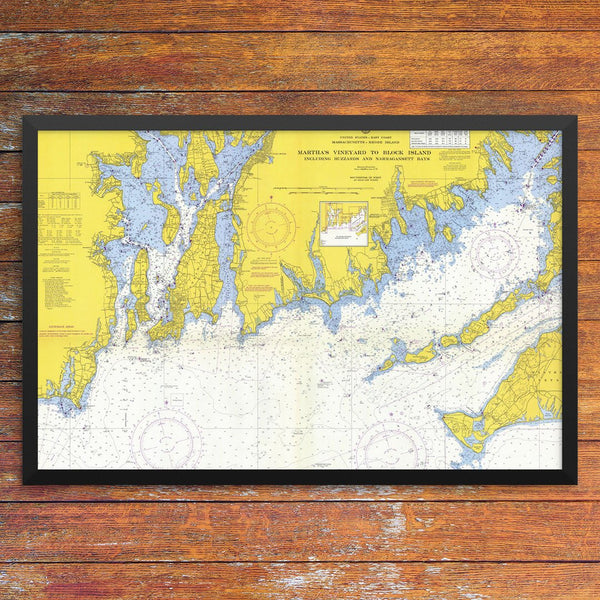 Martha's Vineyard to Block Island Nautical Chart 12 x 18 Print