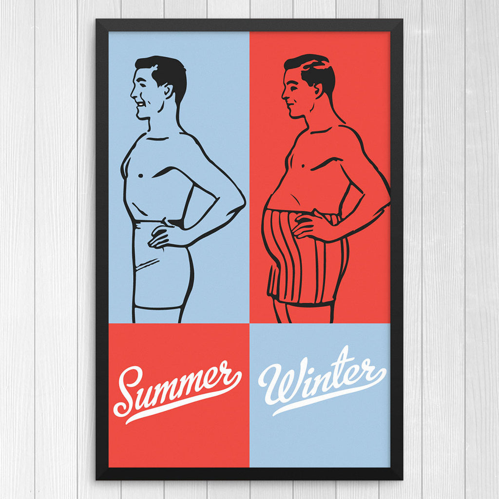 Summer & Winter Fat & Skinny Guy 12 x 18 Print