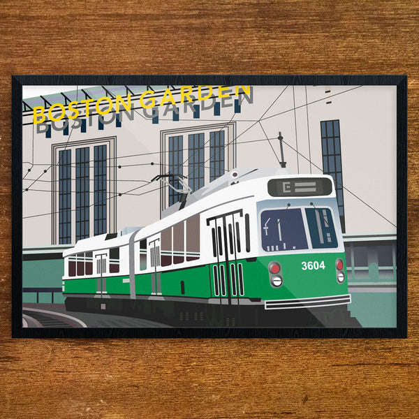 Old Boston Garden & Green Line Train Print