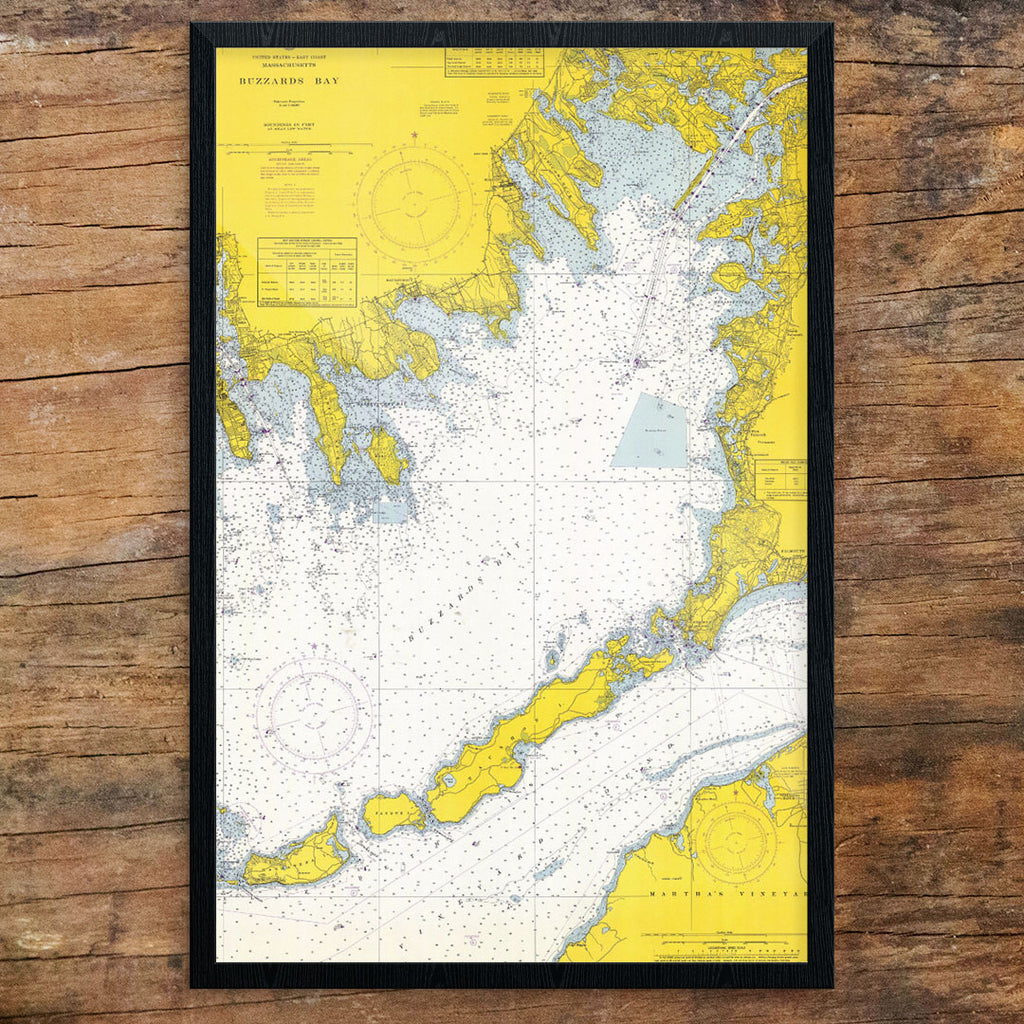 Buzzard's Bay Nautical Chart 12 x 18 Print