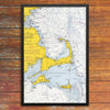 Cape Cod Mass Bay & Nantucket Sound Nautical Chart 12 x 18 Print