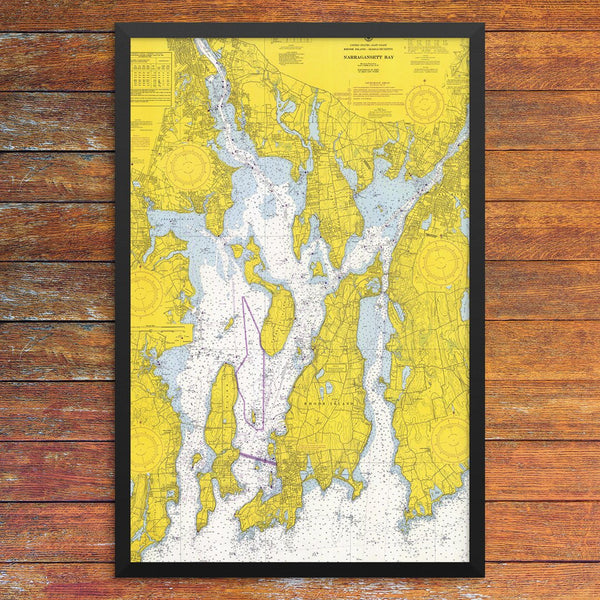Narraganset Bay & Newport Nautical Chart 12 x 18 Print