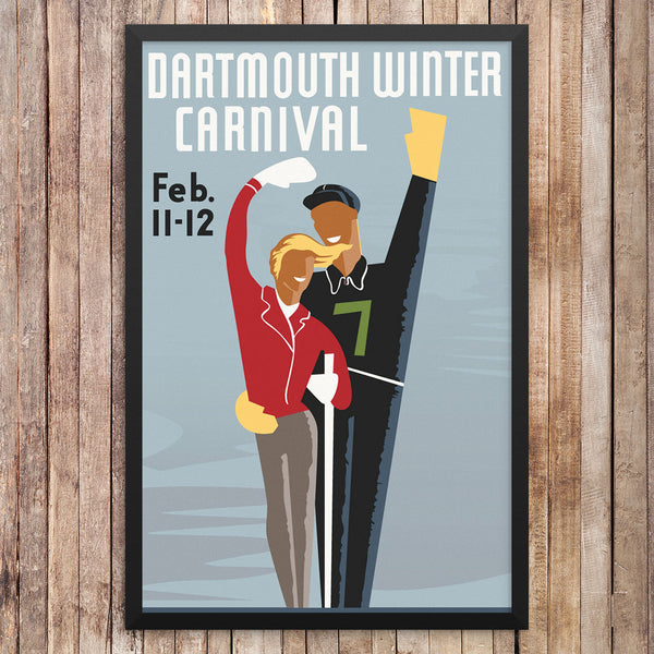 Dartmouth Winter Carnival Waving Couple 12 x 18 Print