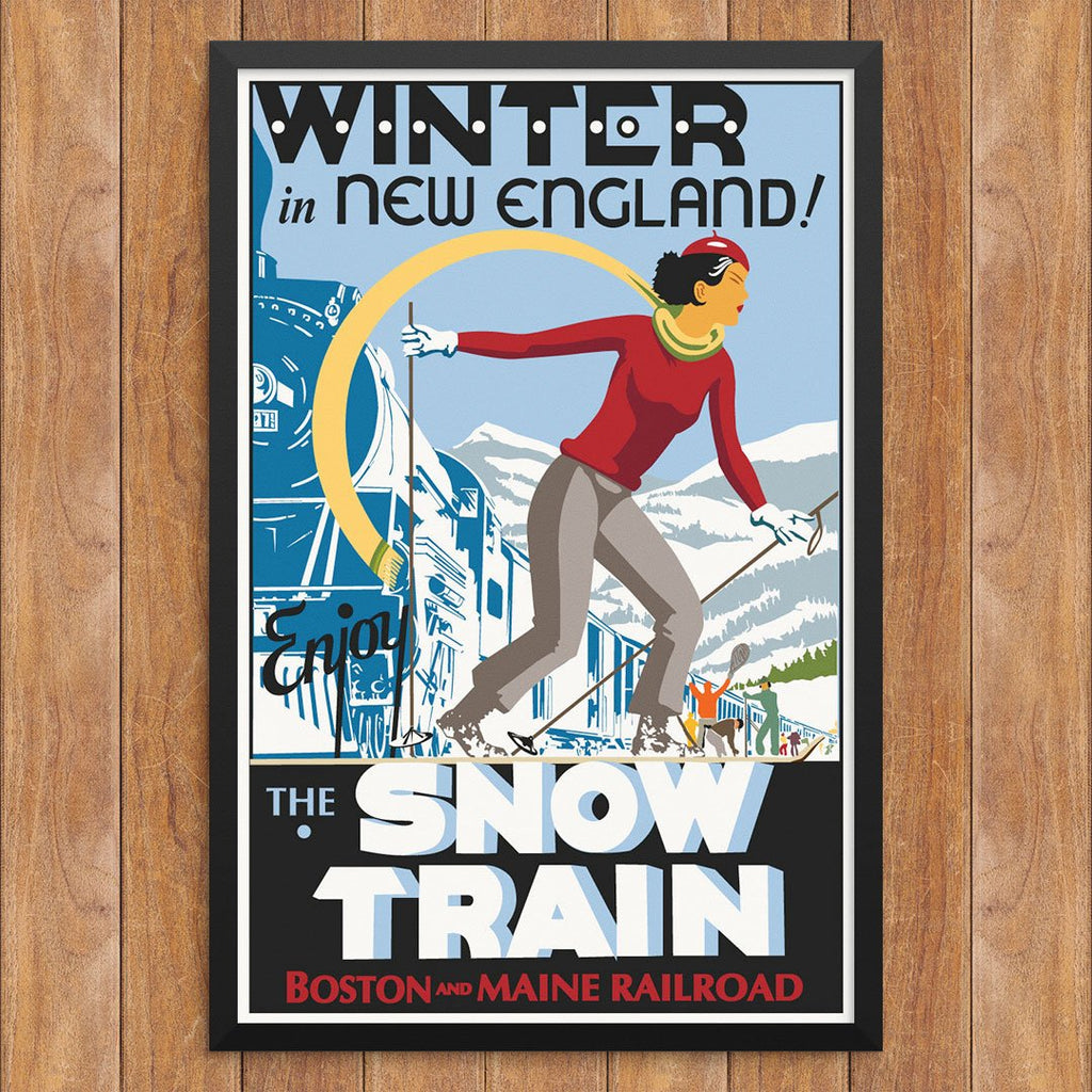 Winter in New England Enjoy The Snow Train Print