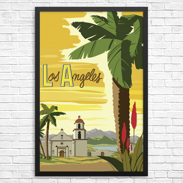Los Angeles Mission Church & Palm Treet Print