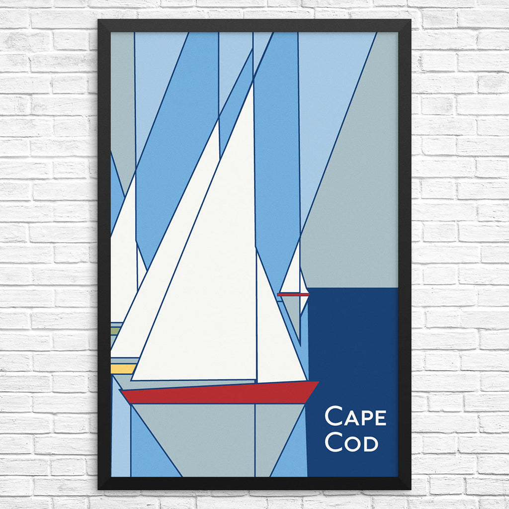 Cape Cod Geometric Sailboats 12 x 18 Print