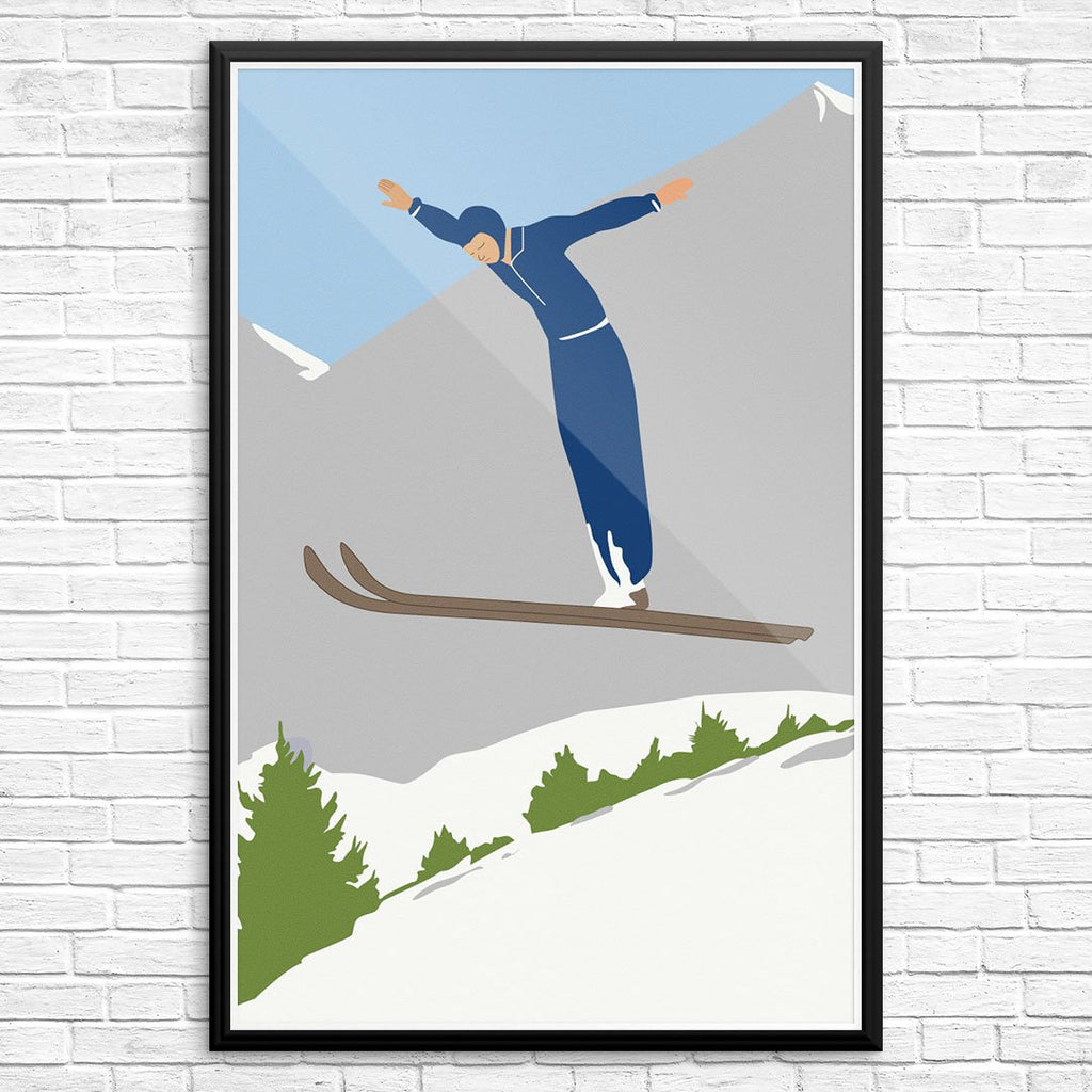 Ski Jumper and Mountain Print